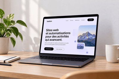 Ordinateur portable avec un site web affiché à l'écran