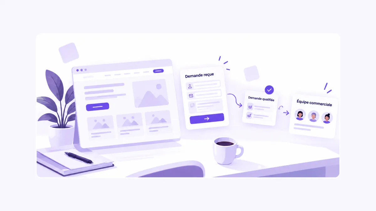 Site vitrine d’une PME avec formulaire de contact et transmission des demandes à l’équipe commerciale.